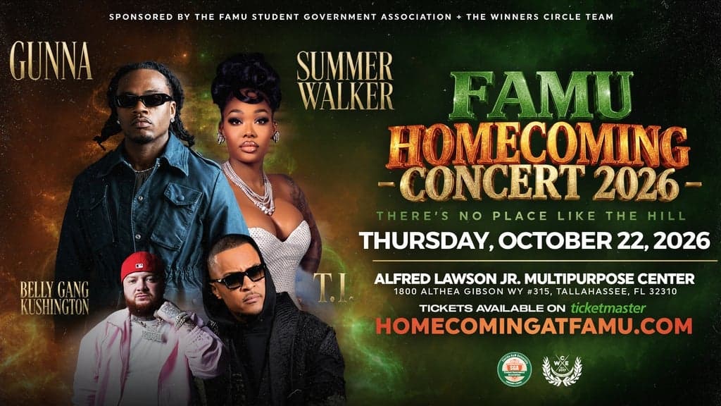 Promotional image for 2026 FAMU Homecoming Concert
