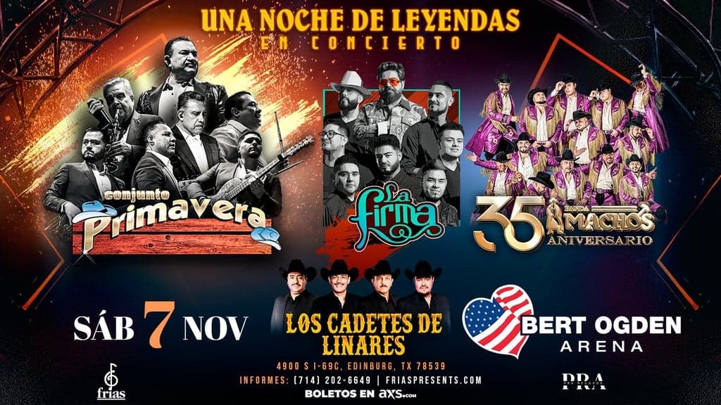 Promotional image for Conjunto Primavera, La Firma, Banda Machos, Cadetes de Linares