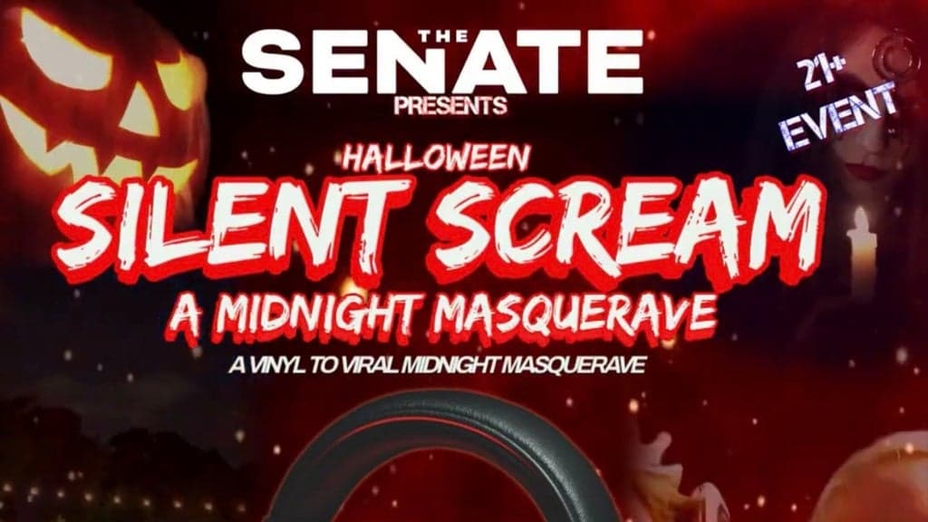Promotional image for The Halloween Silent Scream: Vinyl to Viral Midnight MasqueRAVE