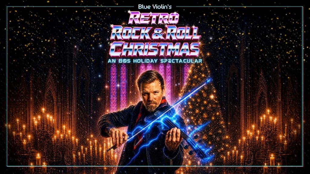 Promotional image for Blue Violin's Retro Rock & Roll Christmas