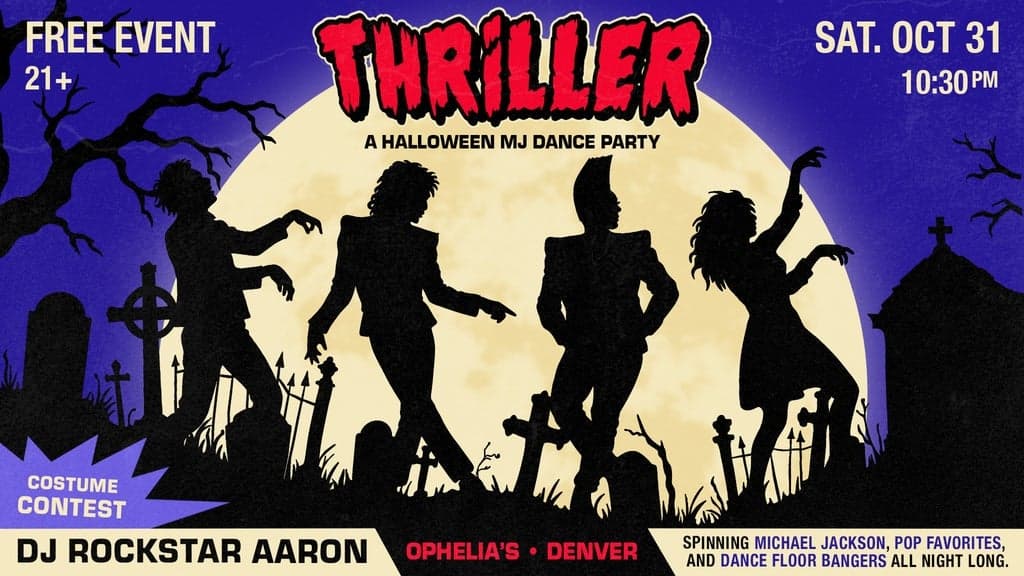 Promotional image for Thriller Night with DJ Rockstar Aaron *RSVP FOR FREE ENTRY!*