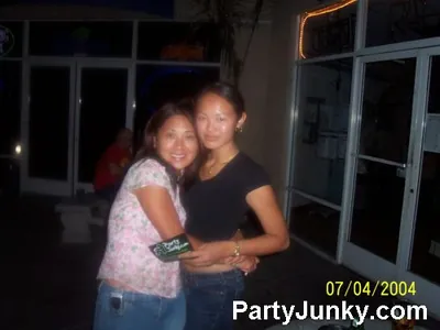Guests posing for the camera at Bahama Joes, Jul 4, 2004