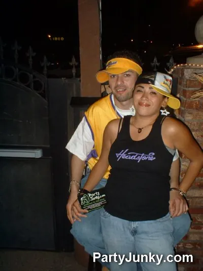 Guests posing for the camera at Coyote Ugly Bar & Grill, May 29, 2004