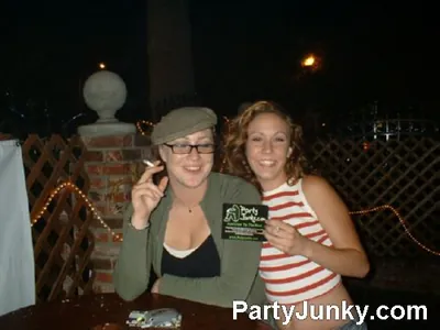 Guests posing for the camera at Coyote Ugly Bar & Grill, Jul 3, 2004