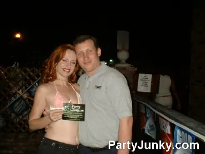 Guests posing for the camera at Coyote Ugly Bar & Grill, Jul 3, 2004