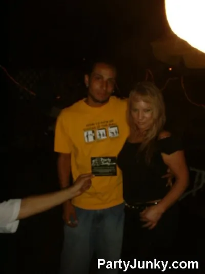 Guests posing for the camera at Coyote Ugly Bar & Grill, Jul 10, 2004