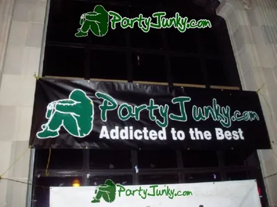 Venue sign and event banner at the Suga Free concert, Dec 14, 2003