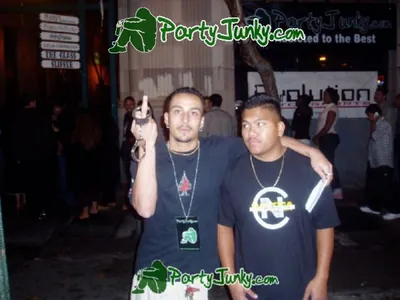 Guests outside the Suga Free concert at night, Dec 14, 2003
